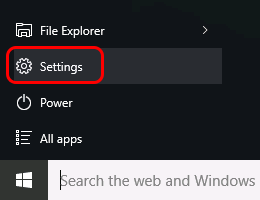 Find Settings button just above the Windows Logo (the Start button) you have just clicked